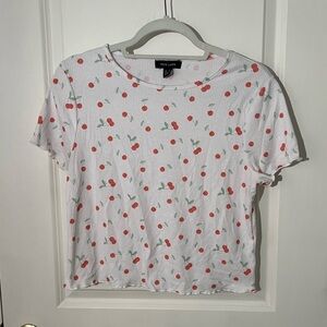 CHERRY BABY TEE, LETTUCE HEM, NEW LOOK